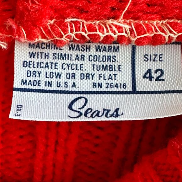 Vintage 60s Sears Wintuk Hooded Cardigan Sweater Red - Picture 8 of 8